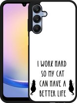Cazy Hardcase Hoesje geschikt voor Samsung Galaxy A25 Royalty Cat Zwart