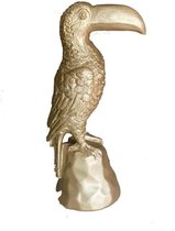Ornament Toucan Polyresin Gold 17 x 9.5 x 32 cm