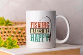 Mok Fishing Makes ME Happy - Fishing - Gift - Cadeau - Angling - Fisherman - CatchOfTheDay - Vissen - Hengelsport - Visser - VangstVanDeDag - Vliegvissen