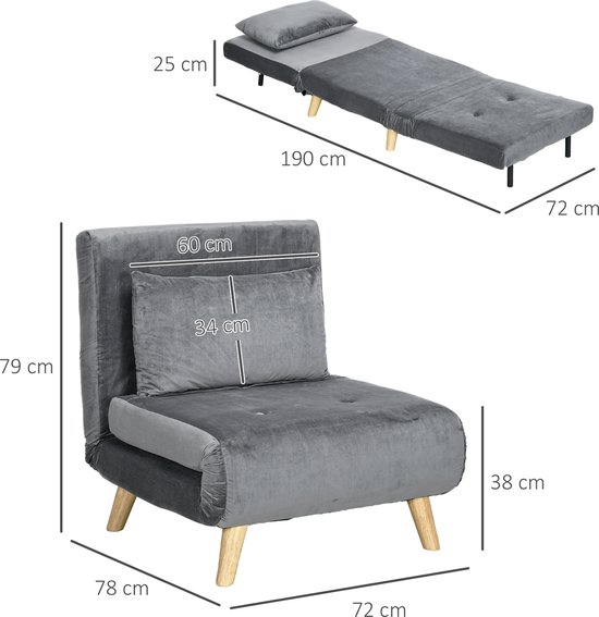 COSTWAY 4-in-1 slaapstoel, inklapbaar, slaapbank met 5