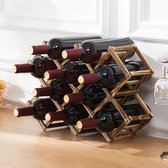 Wijnrek - Wijnhouders - Wijnrek Muur - Bar - Wijnkast Wijnfles - Display Rek - Houten - 10 Flessen