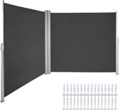 Terras windscherm rolgordijn zijluifel uitschuifbaar 180 x 600 cm zwart voor particulier of zakelijk gebruik