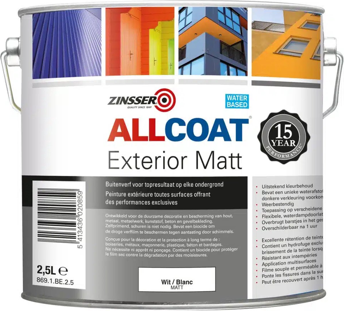 Zinsser Allcoat Exterior Matt Wit 10L