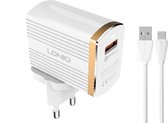 LDNIO - A1301Q - USB Snellader / Oplader met Micro Usb OplaadKabel - Geschikt voor : Samsung Galaxy / Nokia / Motorola / Huawei / Oppo / LG