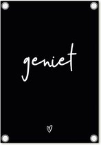 Zoedt tuinposter - zwart met wit tekst - Geniet - 60x80