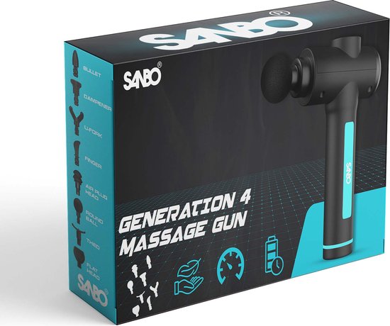 Sanbo Massage Gun Professioneel Gen 4 - Met 8 Opzetstukken - Massage Apparaat - Massageapparaat Massagegun - Massage Pistool - Zwart
