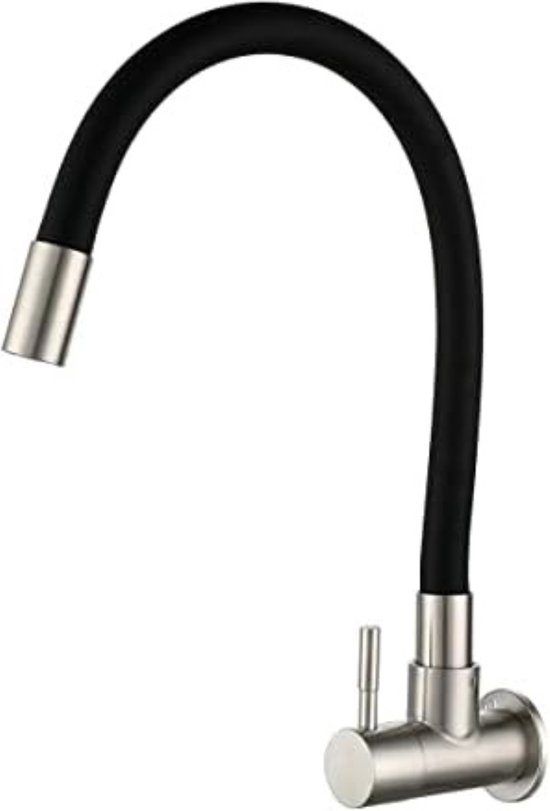 DETBOM kitchen faucet wall mounted with 3/4 inch connection for dishwasher/washing machine, stainless steel wall tap kitchen with 3 jet types, kitchen tap with flexible spout (total height 385mm DETBOM kitchen faucet wall mounted with 3/4 inch connection for dishwasher/washing machine, stainless steel wall tap kitchen with 3 jet types, kitchen tap with flexible spout (total height 385mm