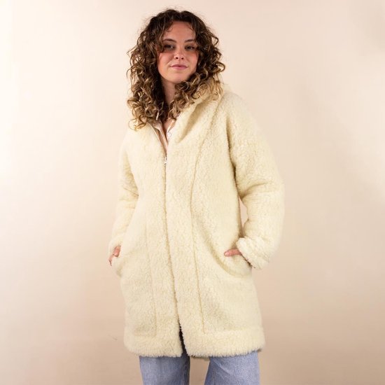 Manteau en laine avec fermeture éclair dames beige