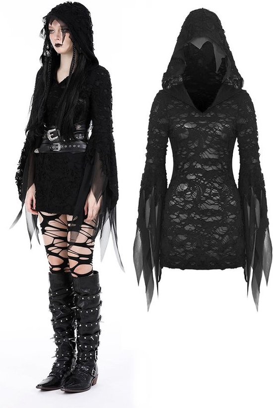Dark in Love - Evil devil ragged slim Korte jurk - Zwart