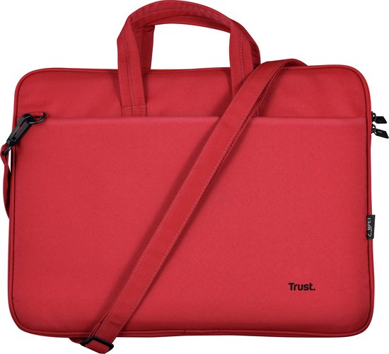 Foto: Trust bologna laptoptas gerecycled materiaal 16 inch rood