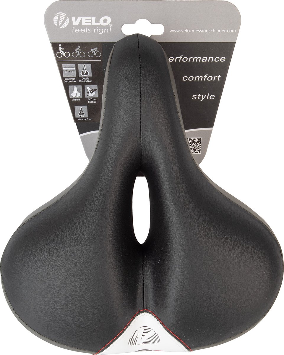 Velo Comfort Fietszadel - Met Drukverlichting & Schokabsorptie - 245 x 212 mm - Ergonomisch E-Bike & Stadsfiets Zadel - Zwart – foto 4