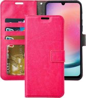 Portemonnee Book Case Hoesje Geschikt voor: Samsung Galaxy A14 - 5G & 4G - Donker roze