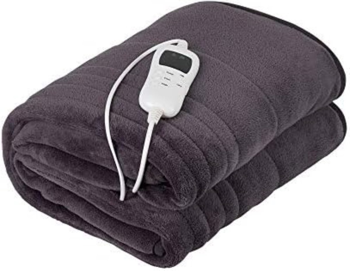 Elektrische bovendeken 1 persoons Electrische bovendeken 1 persoons Elektrische knuffeldeken Elektrische fleece deken 150 x 180 cm Grijs