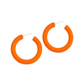 VILLA COCO Fleur Oranje - Grote hoepeloorbellen - Lichtgewicht - Oorstekers - Dames oorringen - RVS - Statement oorbellen