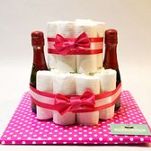 Pamper Cake - gâteau de couches - fille - 2 couches - rose - mini cava 28 couches taille 3