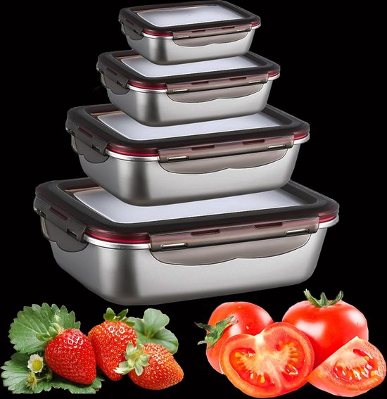 Lunchbox 1000 ml, 5-delige magnetroncontainer, stapelbaar, lekvrije