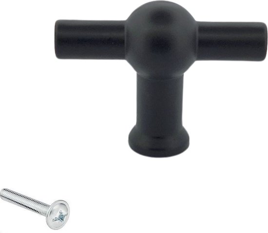Kastknoppen Kansas T-Greep zwart 5 Stuks - Kastknop - Meubelknop - T-Greep - deurknoppen voor kasten - Meubelbeslag - deurknopjes - By MJM
