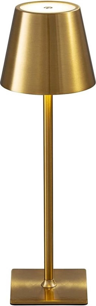 Oplaadbare Tafellamp - Dimbaar - Aluminium - Bureaulamp - Waterdicht - 38CM - IP54 - Goud
