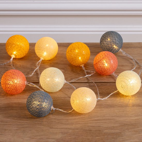 Foto: Atmosphera led decoratieve slinger multi kleur balletjes lichtslingers katoen cotton ball 10 ballen batterijen niet inbegrepen