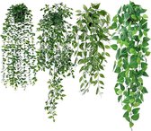 Hangende Planten - 4 Stuks Kunstmatige Planten - Eucalyptus - Met Potten - Voor Huis en Tuin