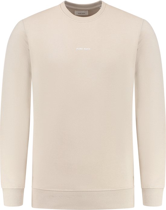 Purewhite - Heren Regular fit Sweaters Crewneck LS - Sand - Maat XL