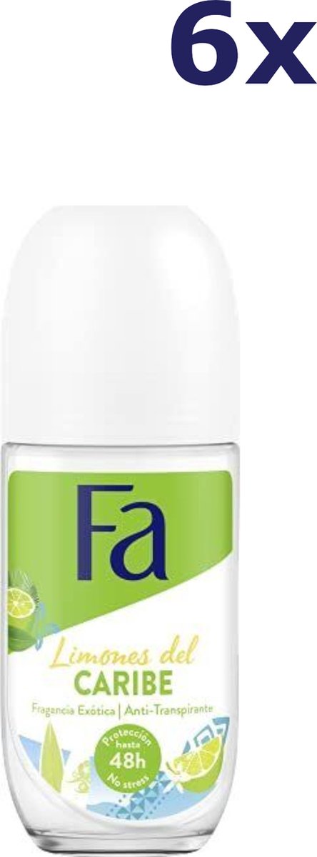 6x Fa Deo Roll-on Women - Caribbean Lemon 50 ml
