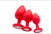 Ouch! Siliconen Buttplug met Diamant - Rood