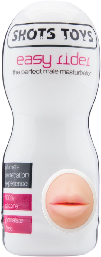 Shots Toys Easy Rider Masturbator met Glijmiddel Mond - beige