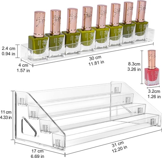 Nagellak Display Houder Opslag Plank 6 Stuks Metalen Nagellak Wandrek Drijvende Wandmontage Planken, Etherische Olie en Parfum Combinatie Rek, Salon Wand Display Plank Essentiële Olie Plank Organizer
