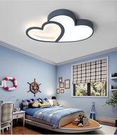 LuxiLamps - Hartvormige Plafondlamp - Blauw - Dimbaar Met Afstandsbediening - Kinderkamer - 55 cm - Moderne Lamp - Slaapkamer Lamp - Plafonniere