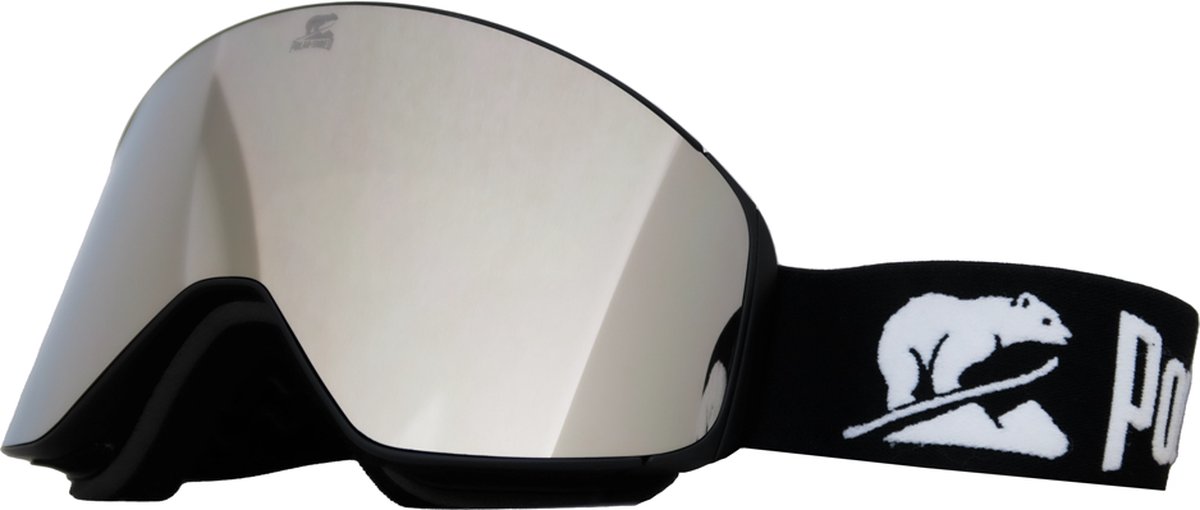 Luxe Magnetische Snowboardbril / Skibril Ziver / Spiegel Lens Zwart Frame + Beschermcase & Microfiber hoes - PolarShred - Anti fog - Cat.3 - 100% UV Bescherming - VLT 16%