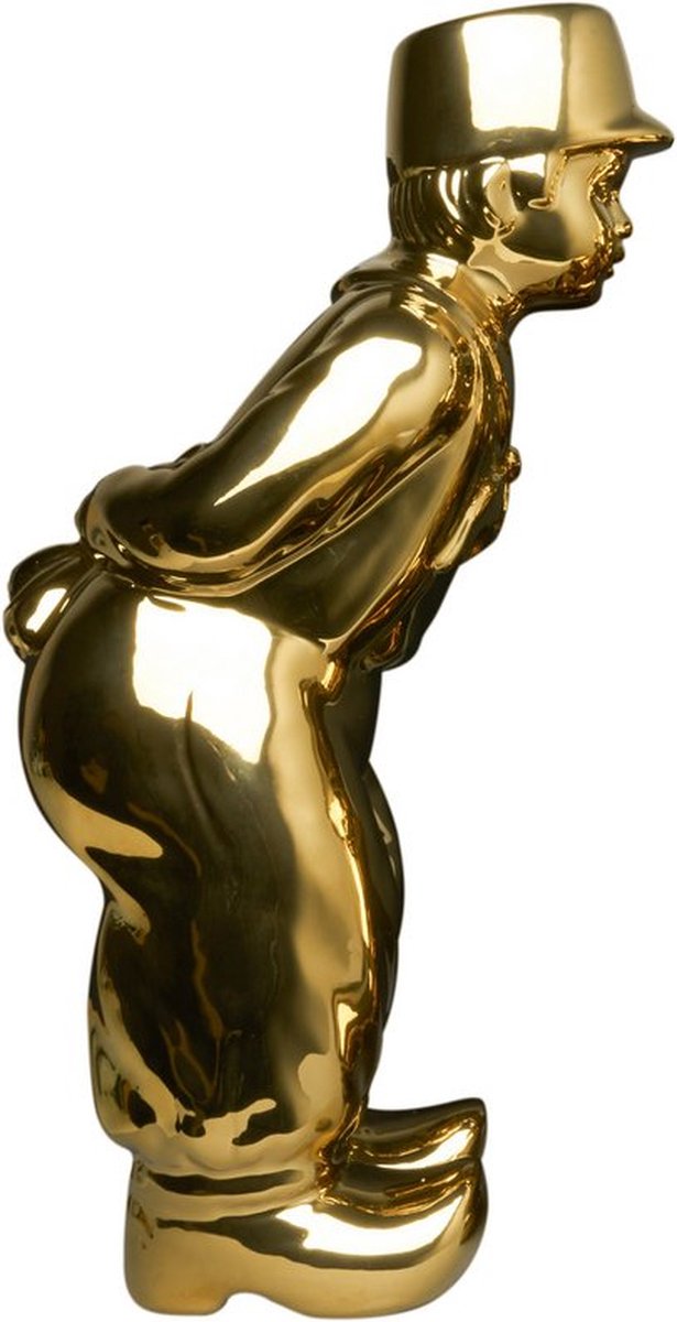 Decoratiebeeld Kissing couple XL - Boer - Goud - 30 cm