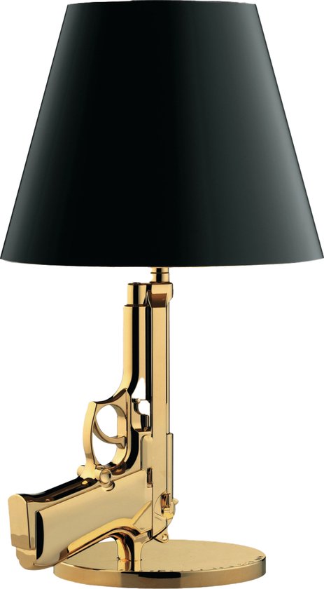 MIRO Gun Lamp 9MM Beretta - Lampe pistolet - Lampe de table - Salon - Chambre - Bureau - Décoratif - 43 x 24 x 43cm - Or