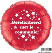 Gefeliciteerd met je communie ! - folieballon -Stars - rood - 18 inch [ean © promoballons]
