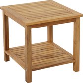 Table d'appoint en acacia Iowa huilé - 45 x 45 cm - Table de jardin en bois avec 2 étagères - Table basse, table de bistro, table en bois d'acacia pour balcon, terrasse et jardin