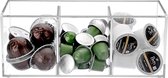 Boîte de rangement pour dosettes de café en Acryl , support de rangement pour capsules de café à 4 compartiments, compatible avec toutes les dosettes et capsules de café, conteneurs de stockage en acrylique