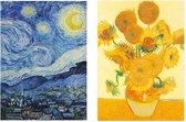 Set de 2 torchons - collection d'art - Van Gogh Starry Nigh & Van Gogh Tournesols - 100% coton 50 x 70 cm par supervintage