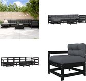 vidaXL 8-delige Loungeset met kussens massief hout zwart - Loungeset - Loungesets - Lounge Set - Tuinset