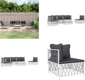 vidaXL 6-delige Loungeset met kussens staal wit - Loungeset - Loungesets - Tuinset - Tuinmeubelset