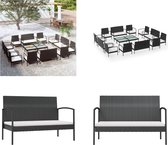 vidaXL 16-delige Loungeset met kussens poly rattan zwart - Loungeset - Loungesets - Tuinset - Gazonset