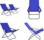 vidaXL Strandstoelen 2 st inklapbaar stof blauw - Inklapbare Strandstoel - Inklapbare Strandstoelen - Stoel - Stoelen