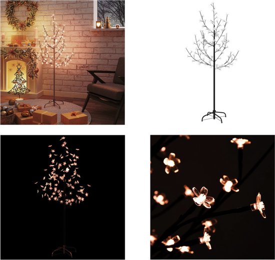 vidaXL Arbre en fleurs de cerisier 84 LED Blanc chaud 120 cm - Arbre LED- Arbres LED- Arbre lumineux - Arbre de Noël