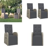 vidaXL Chaises de jardin 2 pcs réglables avec coussins Poly rotin Gris - Chaise de jardin - Chaises de jardin - Chaise de Jardin - Chaise d'extérieur