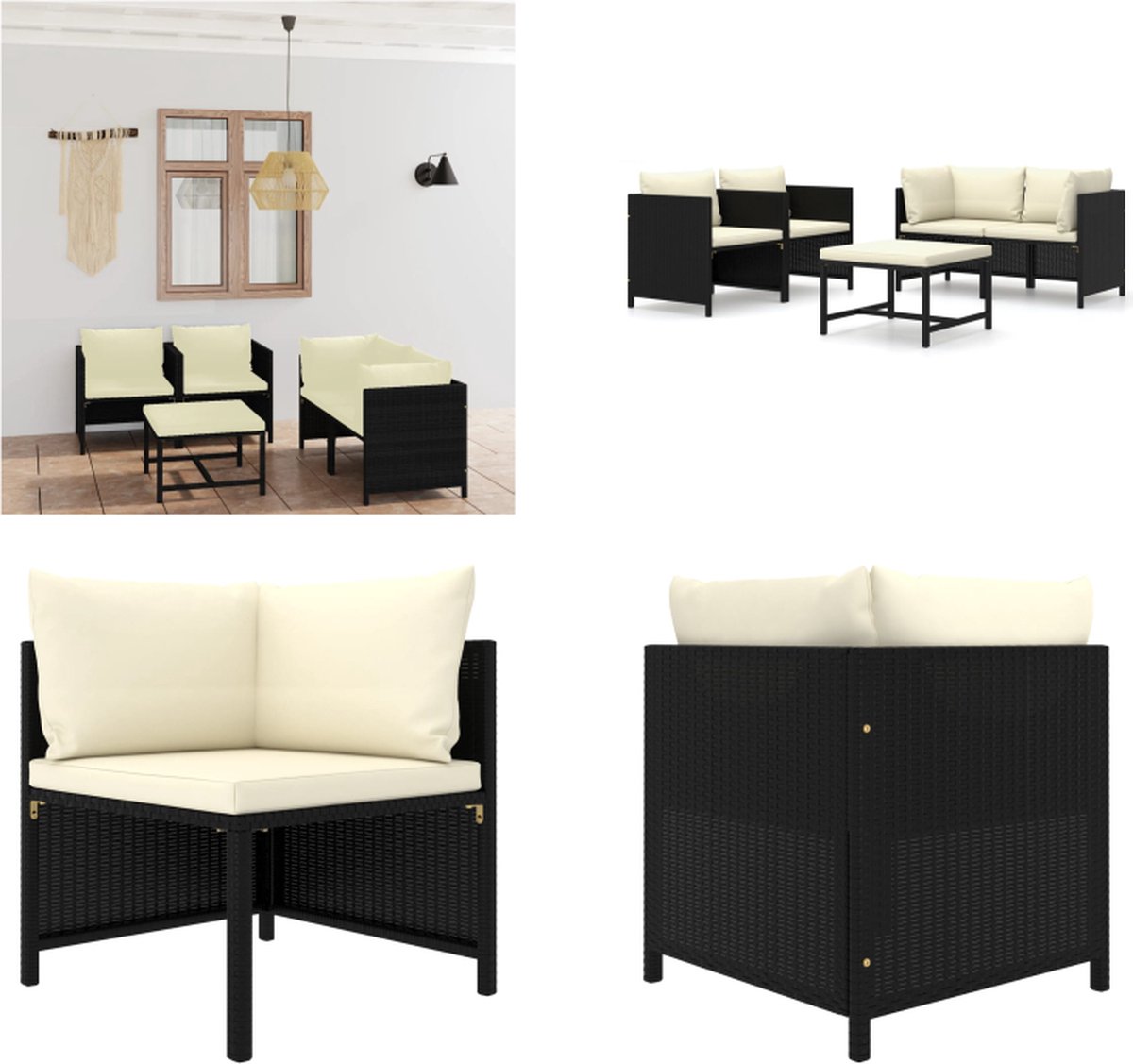 Vidaxl Tuinset Zwart Loungeset