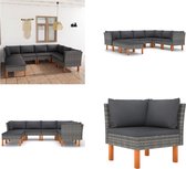 vidaXL 8-delige Loungeset met kussens poly rattan grijs - Tuinstoel - Tuinstoelen - Loungestoel - Loungestoelen