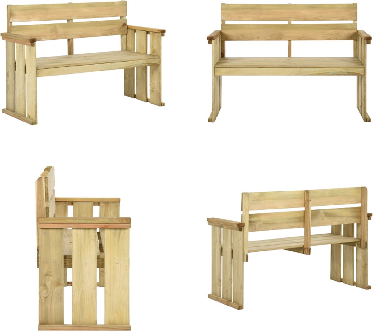 vidaXL Tuinbank 121 cm geïmpregneerd grenenhout - Tuinbank - Tuinbanken - Houten Bankje - Tuinbankje