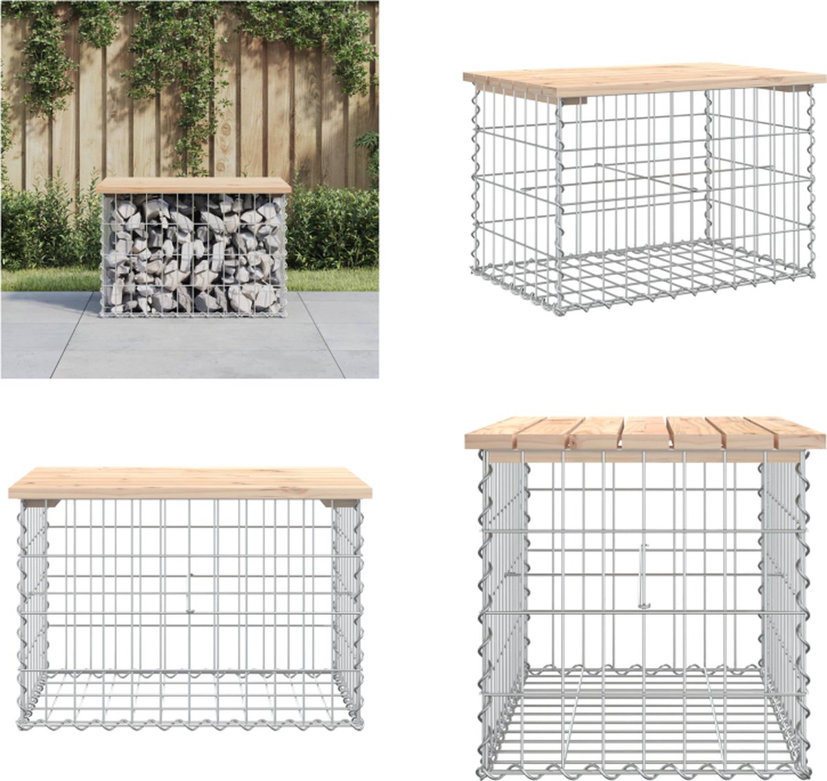 vidaXL Tuinbank schanskorfontwerp 63x44x42 cm massief grenenhout - Tuinbank - Tuinbanken - Buitenbank - Parkbank