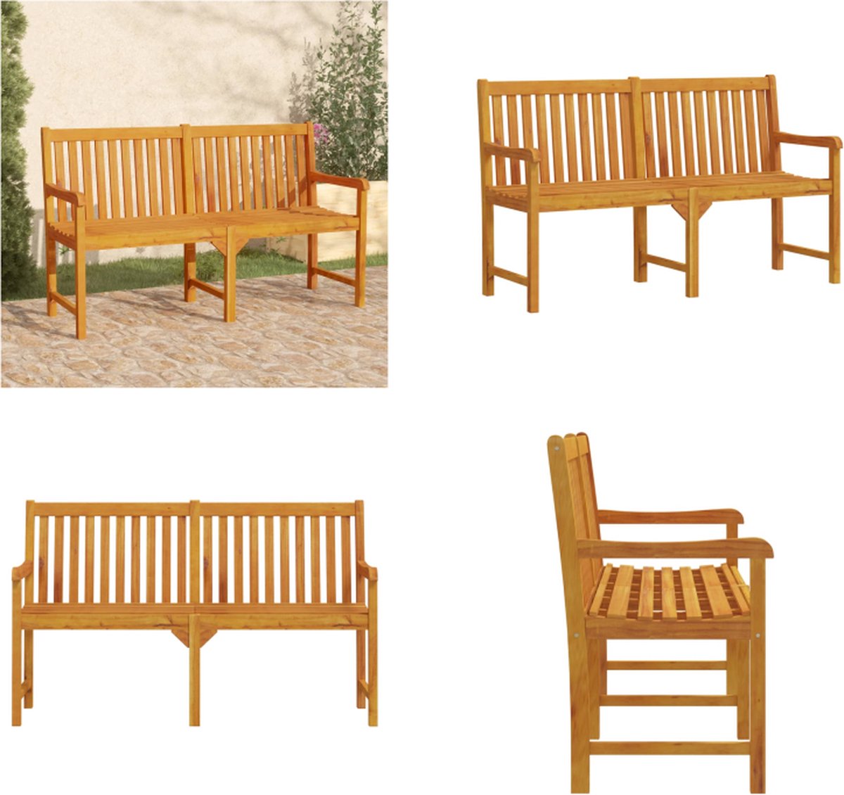vidaXL Tuinbank 150 cm massief acaciahout - Tuinbank - Tuinbanken - Houten Bank - Terrasbank