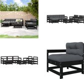 vidaXL 7-delige Loungeset met kussens massief hout zwart - Loungeset - Loungesets - Lounge Set - Tuinset