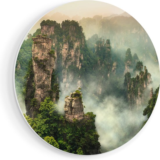 Artaza Forex Muurcirkel Zhangjiajie Klif Bergen In China - 50x50 cm - Klein - Wandcirkel - Rond Schilderij - Muurdecoratie Cirkel